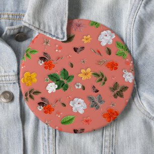 Gelbe Blumen und weiße Rosen 19 Button