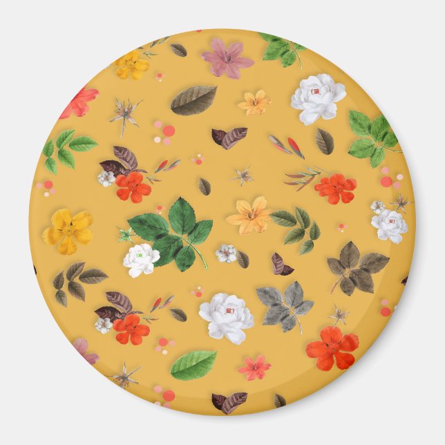 Gelbe Blumen und weiße Rosen 20 Magnet (Vorne)