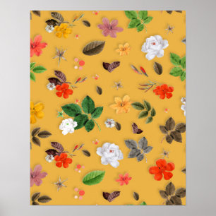 Gelbe Blumen und weiße Rosen 20 Poster