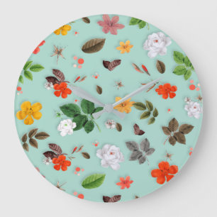 Gelbe Blumen und weiße Rosen 22 Große Wanduhr