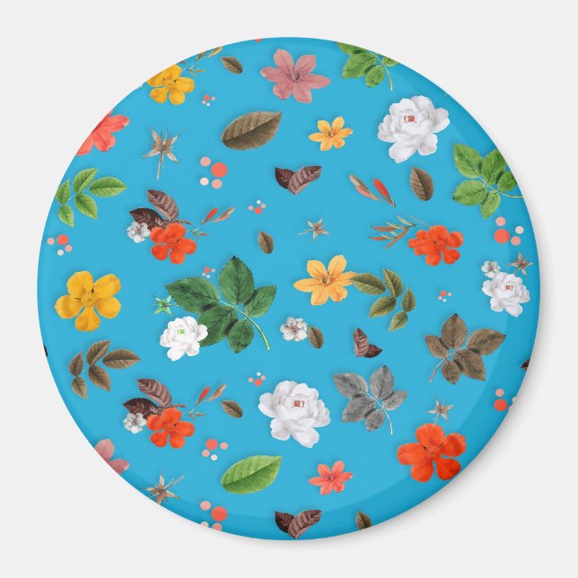 Gelbe Blumen und weiße Rosen 24 Magnet (Vorne)