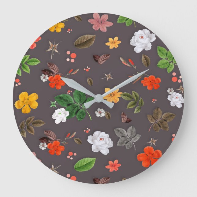Gelbe Blumen und weiße Rosen 26 Große Wanduhr (Vorderseite)