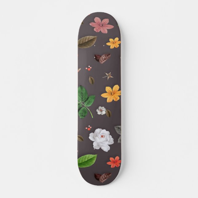Gelbe Blumen und weiße Rosen 26 Skateboard (Vorne)