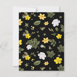 Gelbe Blumen und Weiße Rosen 2 Mitteilungskarte