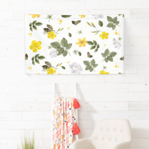 Gelbe Blumen und Weiße Rosen 3 Banner