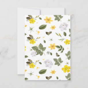 Gelbe Blumen und Weiße Rosen 3 Dankeskarte