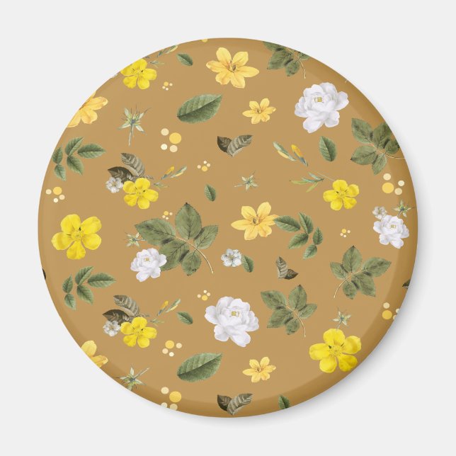 Gelbe Blumen und Weiße Rosen 4 Magnet (Vorne)