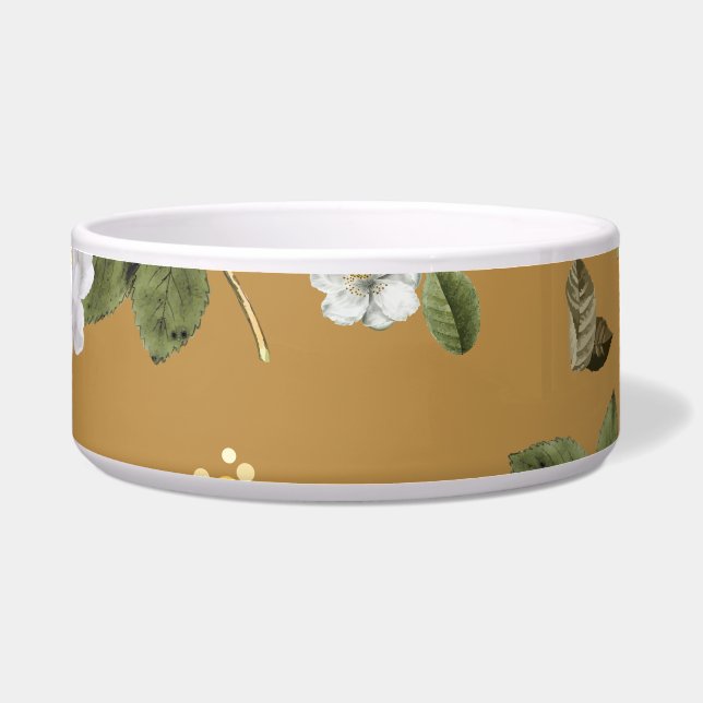 Gelbe Blumen und Weiße Rosen 4 Napf (Vorderseite)