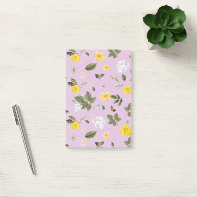 Gelbe Blumen und Weiße Rosen 5 Post-it Klebezettel (Büro)