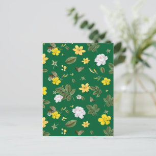 Gelbe Blumen und weiße Rosen 6 Feiertagspostkarte