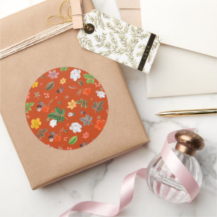 Gelbe Blumen und Weiße Rosen 9 Runder Aufkleber