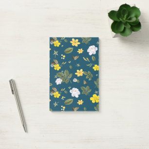 Gelbe Blumen und weiße Rosen Post-it Klebezettel