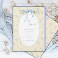 Gelbe Blumen-Vintage-Schleife Baby Shower Einladun