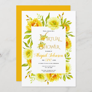 Gelbe Blumen, virtuelles Baby oder Brautparty Einladung