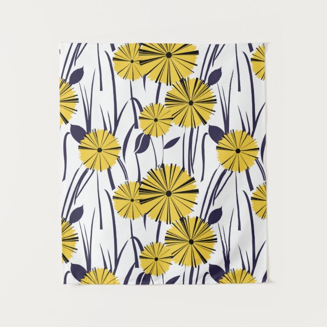 Gelbe Blumen Wandteppich (Vorderseite)