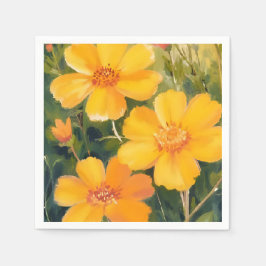 Gelbe Blumen Wasserfarbe Florales Feld Serviette