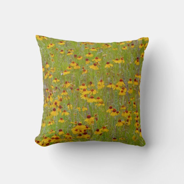 Gelbe Blumen Wildblume Art Pillow Kissen (Vorderseite)