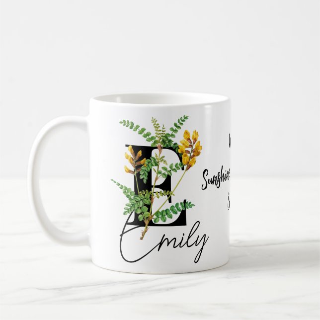 Gelbe Blumen, wo Sonnenschein Personalisiert Kaffeetasse (Links)