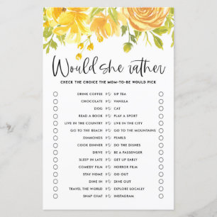 Gelbe Blumen würde sie eher ein Baby Duschspiel