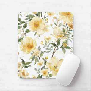 Gelbe Blumenaquarell-Botanischer Garten Mousepad