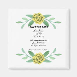 Gelbe Blumenblätterung Save the Date Magnet