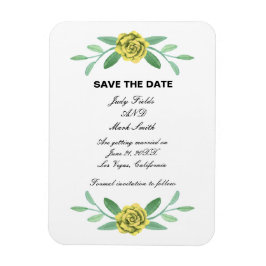 Gelbe Blumenblätterung Save the Date Magnet