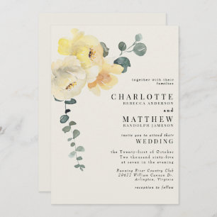 Gelbe Blumencreme Elegant Hochzeit ohne Eltern Einladung