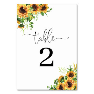 Gelbe Blumenelemente für Hochzeitstische Tischnummer