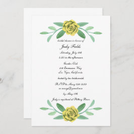 Gelbe Blumengrün Foliage Brautparty Einladung