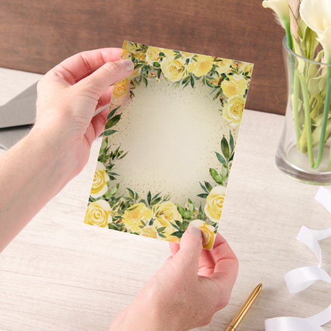 Gelbe Blumengrün Goldmedaille Glitzer Vellum Weddi (Handgehalten)