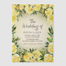 Gelbe Blumengrün Goldmedaille Glitzer Vellum Weddi