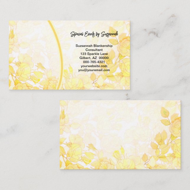 Gelbe Blumenkunst mit Beruflichem Foto Visitenkarte (Vorne/Hinten)