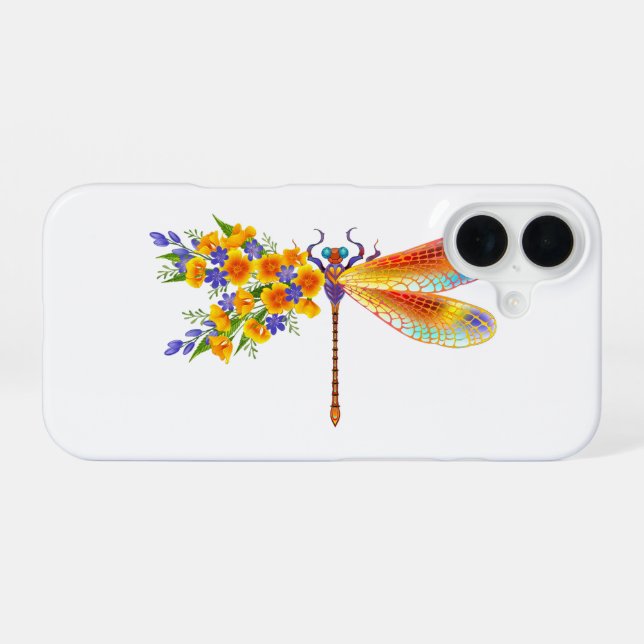 Gelbe Blumenlibelle iPhone 16 Hülle (Rückseite (Horizontal))