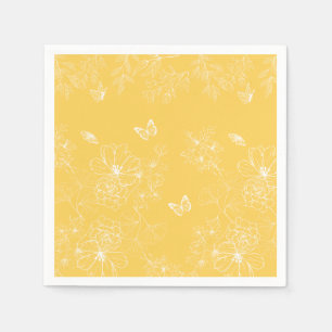 Gelbe Blumenmuster, blumenreich, Minimalistisch Serviette