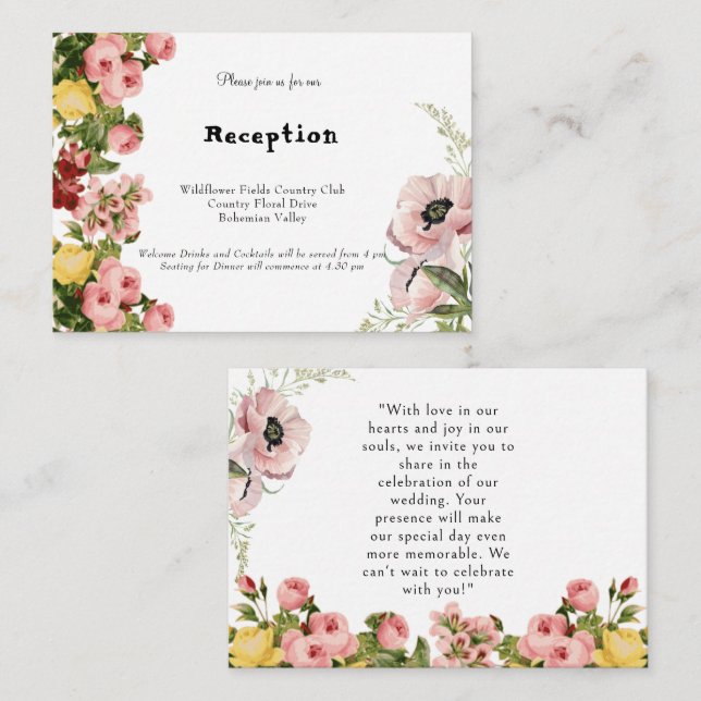 Gelbe Blumenmuster Hochzeitskarte Begleitkarte (Vorne/Hinten)