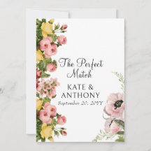 Gelbe Blumenmuster Hochzeitskarte