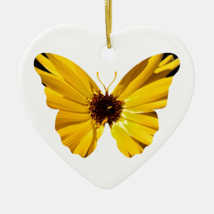 Gelbe Blumenschmetterlings-Silhouette Keramikornament