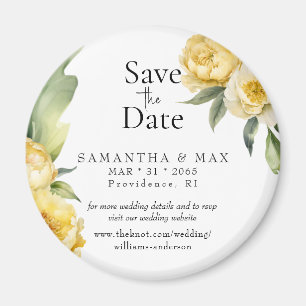 Gelbe Blumige Runde Hochzeitseinladung zur Vorankü Magnet