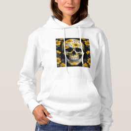 Gelbe Blüte 3D Toter Schädel mit gelben Blumen Hoodie