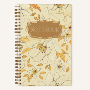 Gelbe Blüte mit Blume und Blätter Notizbuch