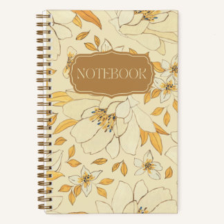 Gelbe Blüte mit Blume und Blätter Notizbuch