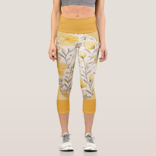 Gelbe Blüte mit dunkelgelber Band Capri Leggings