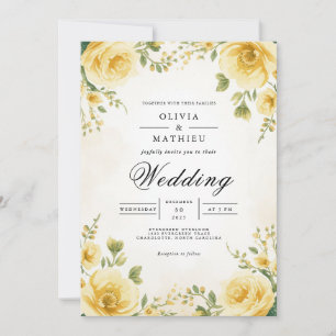 Gelbe Blüten Botanische Hochzeit Einladung