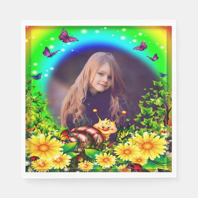 Gelbe Blütenschmetterlinge und Schneckenschnecken  Serviette (Vorderseite)