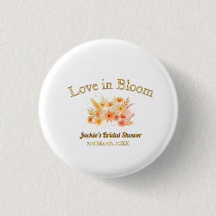 gelbe boho Liebe in Blüte Brautparty Name Retro Button