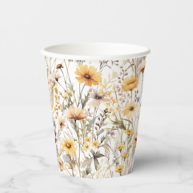 Gelbe Boho-Wildblume Pappbecher (Vorderseite)