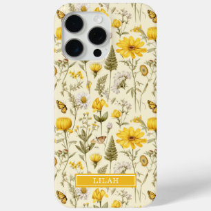Gelbe botanische Aquarell-Blumenname Case-Mate iPhone Hülle