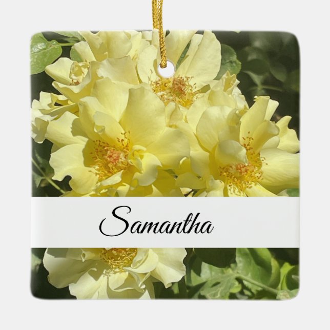 Gelbe Botanische Blumen Keramikornament (Vorderseite)