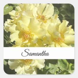 Gelbe Botanische Blumen Quadratischer Aufkleber