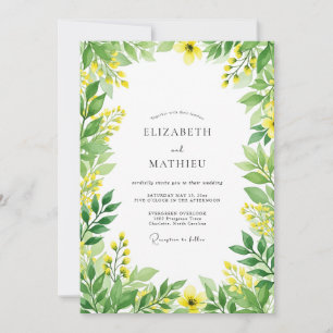 Gelbe botanische romantische Hochzeit Einladung